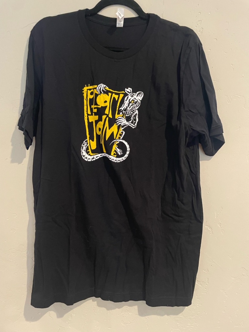 Pearl Jam Black Graphic Tee with Yellow Snake Design NWOT.